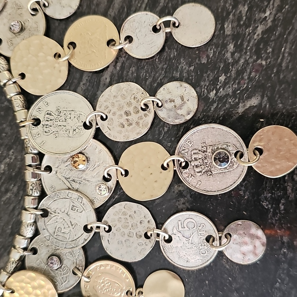 Chico's Mixed Coin Gold and Silver Boho Choker Necklace - Picture 3 of 6